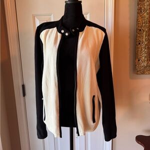 Ralph Lauren Black and Cream Bomber style sweater